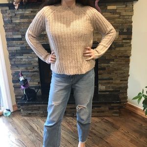 Tan sweater with gold stripes